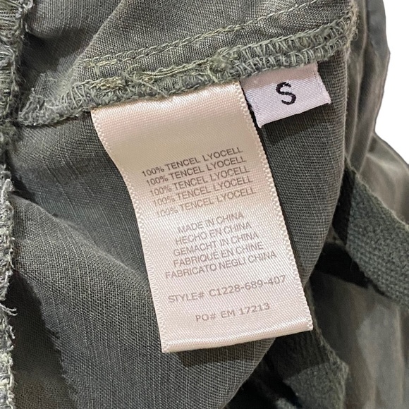 Anthropologie Cloth & Stone Tencel Joggers Pants Cropped Olive Green Size S - Picture 7 of 9